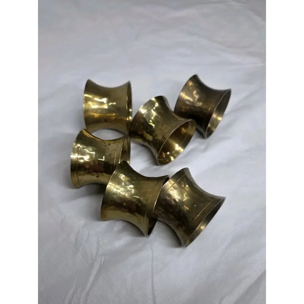 Vintage Hammered Brass Napkin Ring Holders 1.5